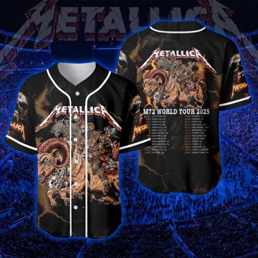 Metallica M72 World Tour Baseball Jersey June 29 2025 Tonight In Denver Concert Empower Field At Mile High - Fadebrick.com