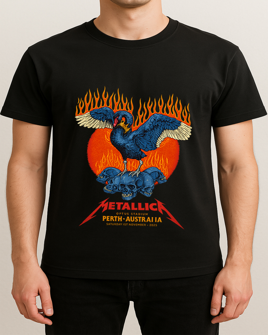 Metallica M72 Tour Perth Australia 2025 Unisex T Shirt Nov 1st Optus Stadium 2 - Fadebrick.com