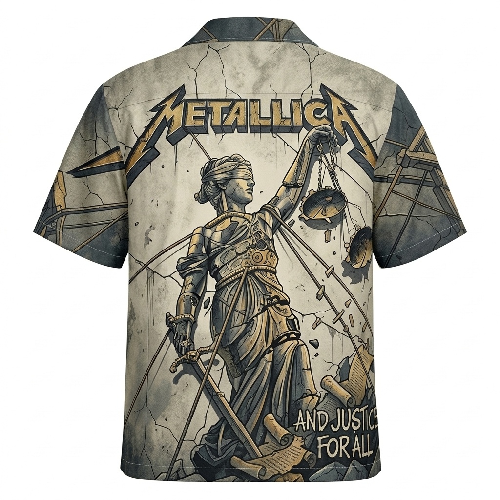 Hawaiian Shirt Metallica And Justice For All Design Grey Beige 1 - Fadebrick.com