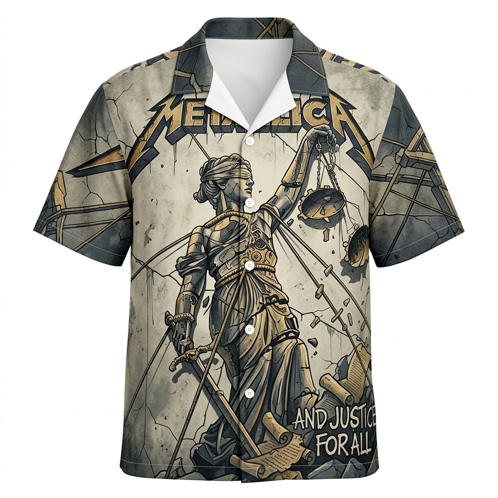 Hawaiian Shirt Metallica And Justice For All Design Grey Beige 2 - Fadebrick.com