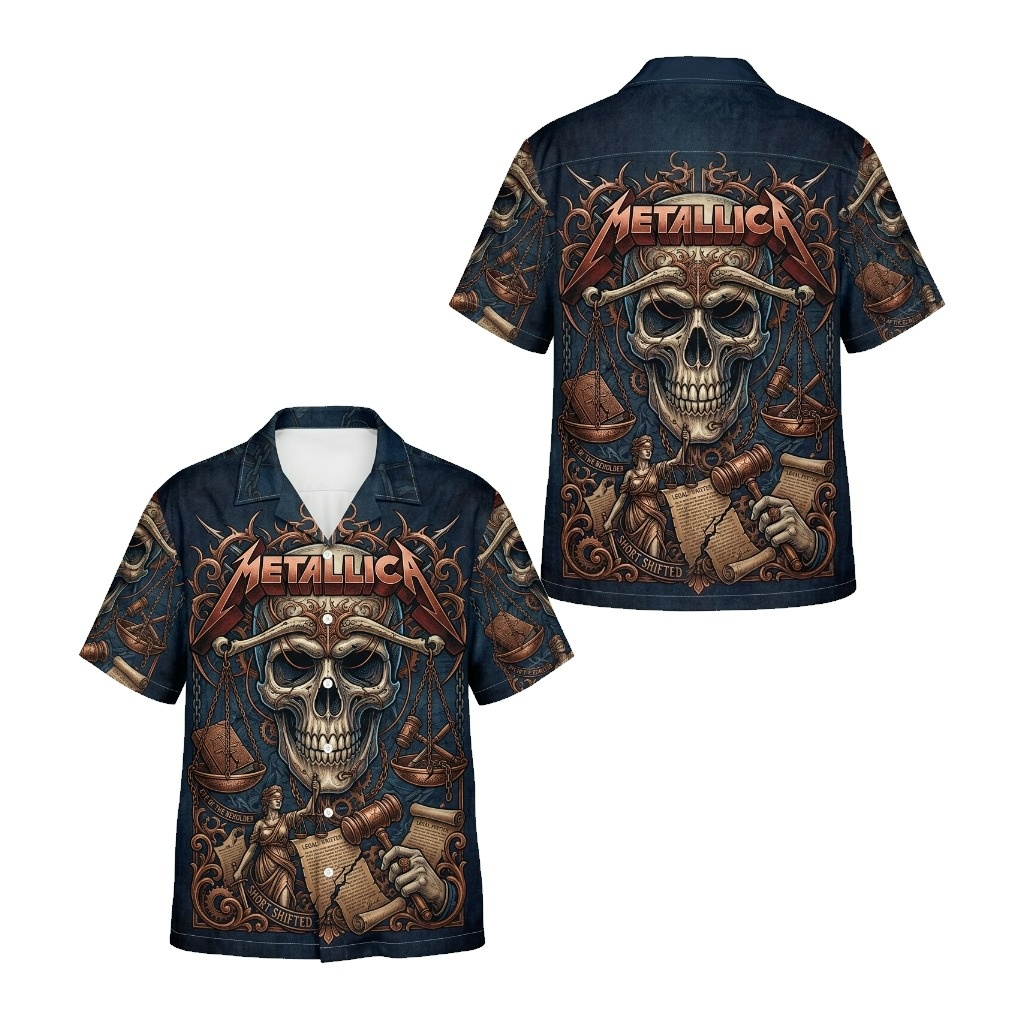 Metallica Heavy Metal Hawaiian Shirt Blue - Fadebrick.com