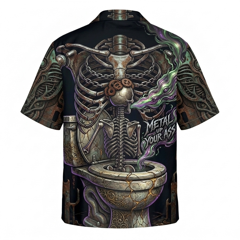 Skeleton Toilet Metallica Hawaiian Shirt Black Back - Fadebrick.com
