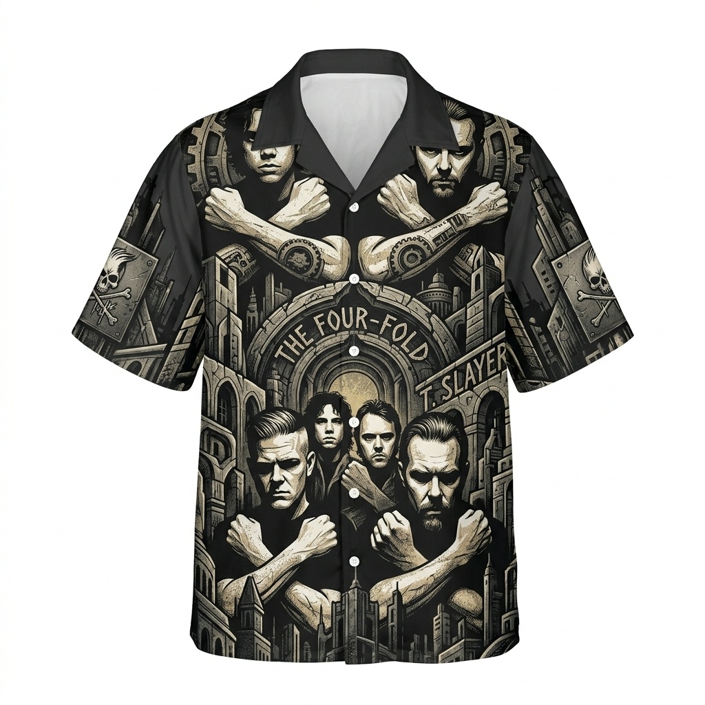 Hawaiian Shirt Metal Music The Four Fold T Slayer Black Grey 1 - Fadebrick.com