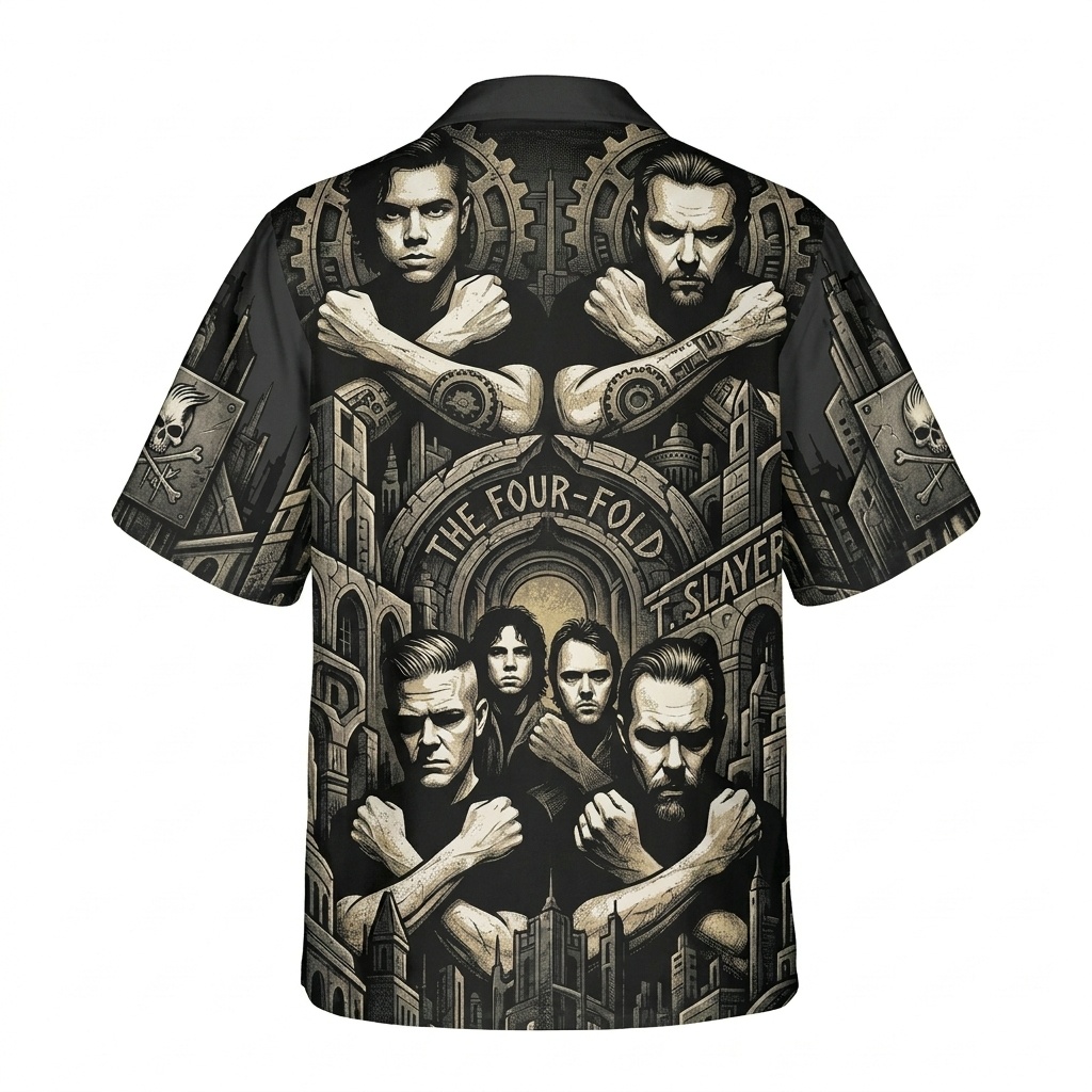 Hawaiian Shirt Metal Music The Four Fold T Slayer Black Grey 2 - Fadebrick.com