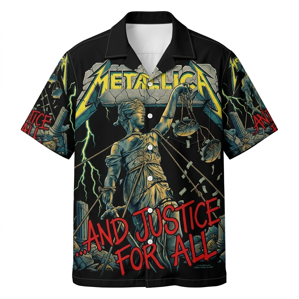 Hawaiian Shirt Metallica And Justice For All Album Art Black 2 - Fadebrick.com