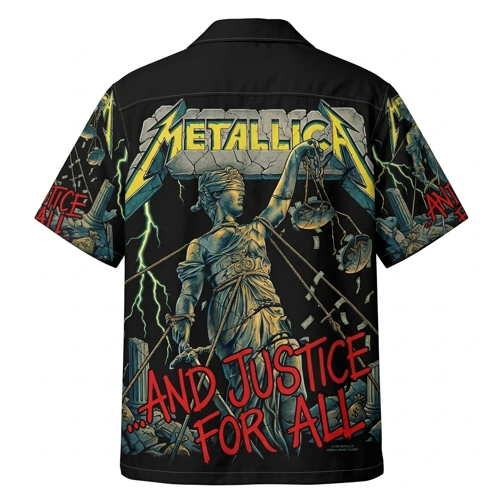 Hawaiian Shirt Metallica And Justice For All Album Art Black - Fadebrick.com