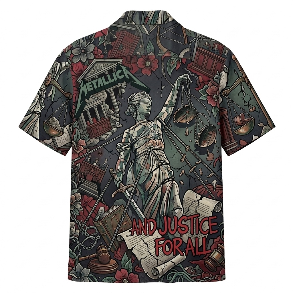Metallica And Justice For All Album Art Hawaiian Shirt Charcoal Grey 2 - Fadebrick.com