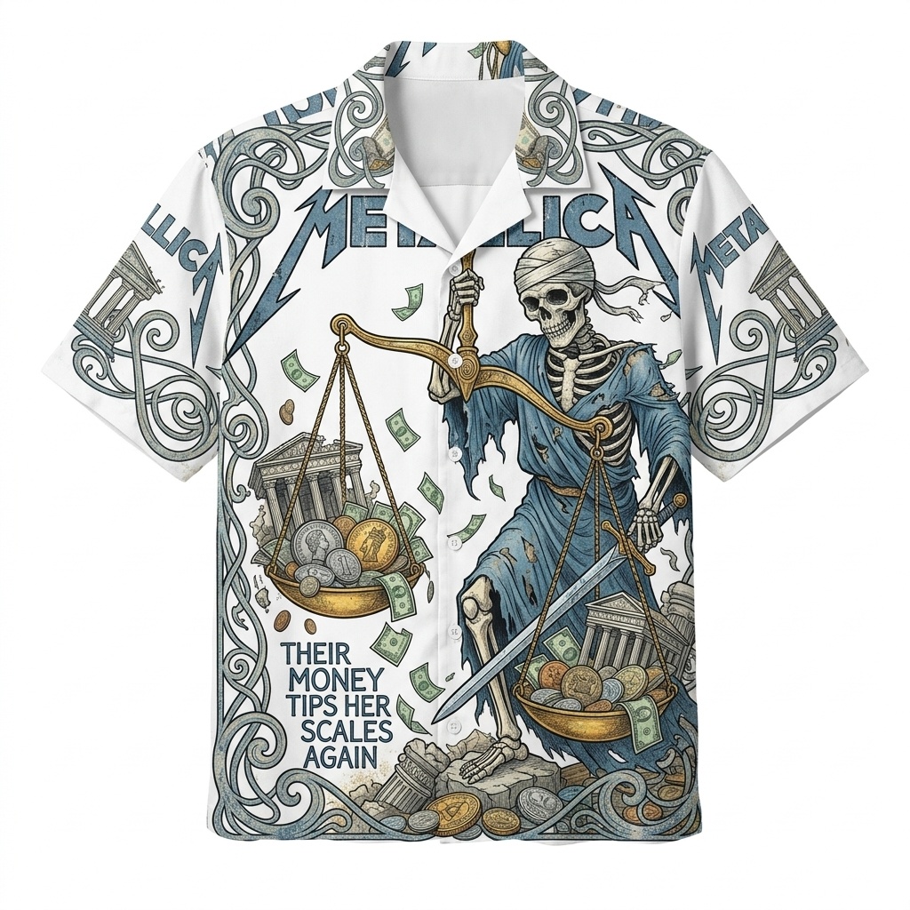Metallica Justice Skeleton Graphic Hawaiian Shirt White 1 - Fadebrick.com