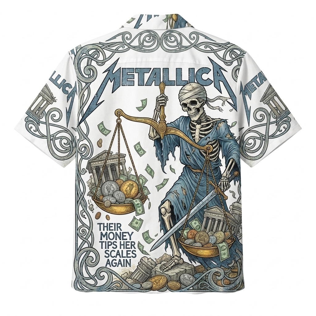 Metallica Justice Skeleton Graphic Hawaiian Shirt White 2 - Fadebrick.com