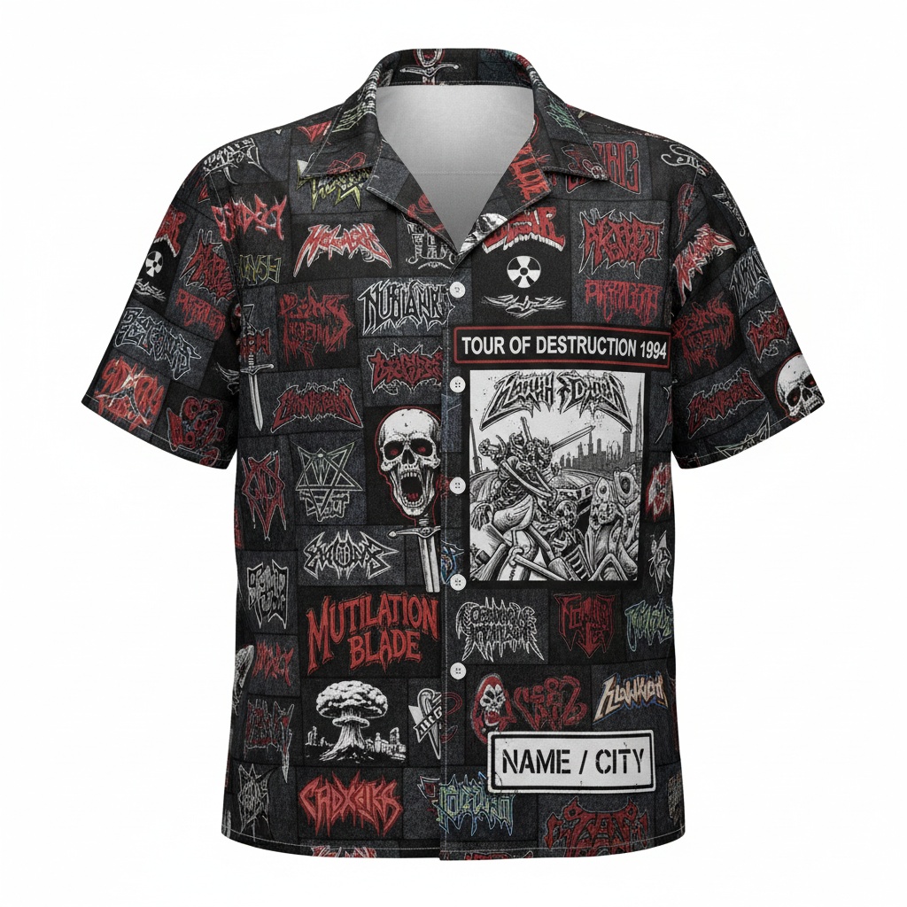 Black Metal Tour Destruction Hawaiian Shirt Front - Fadebrick.com