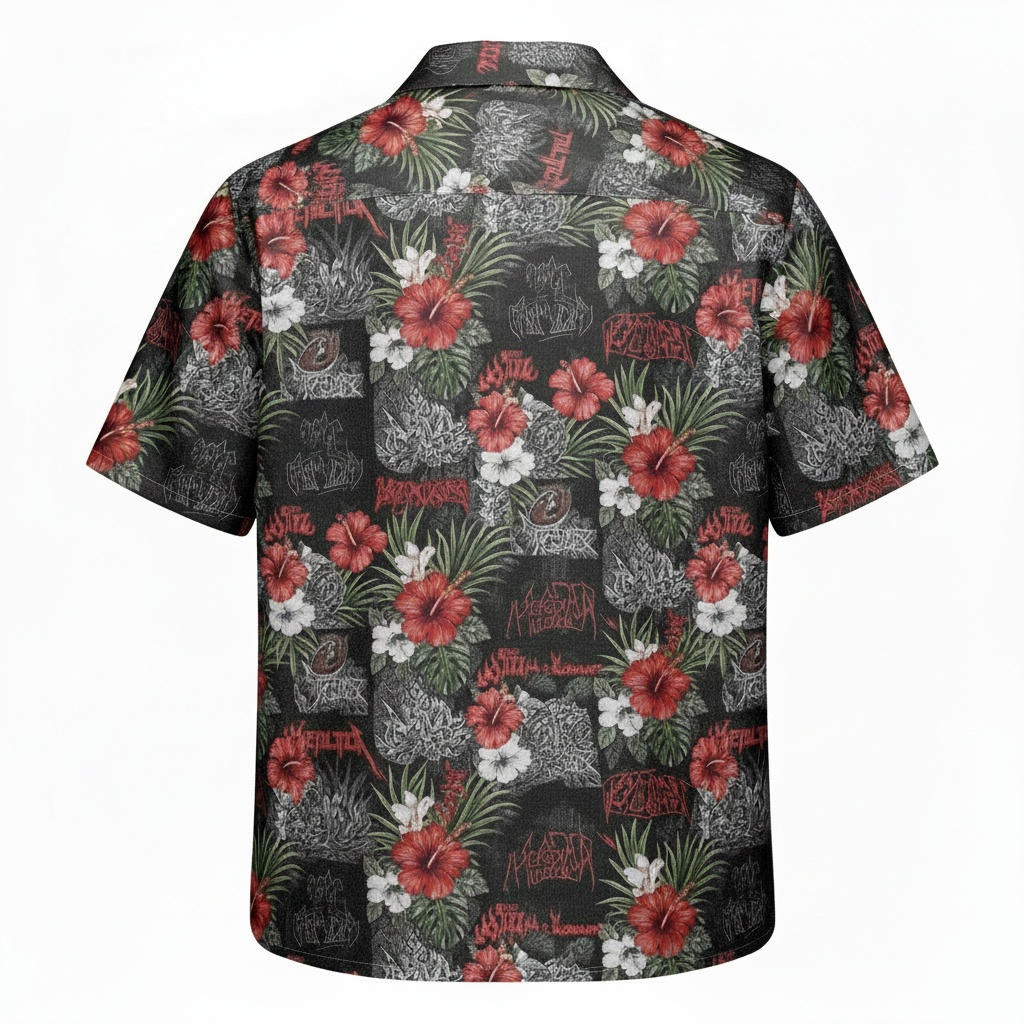 Black Tropical Hawaiian Shirt Metallica Design Back - Fadebrick.com