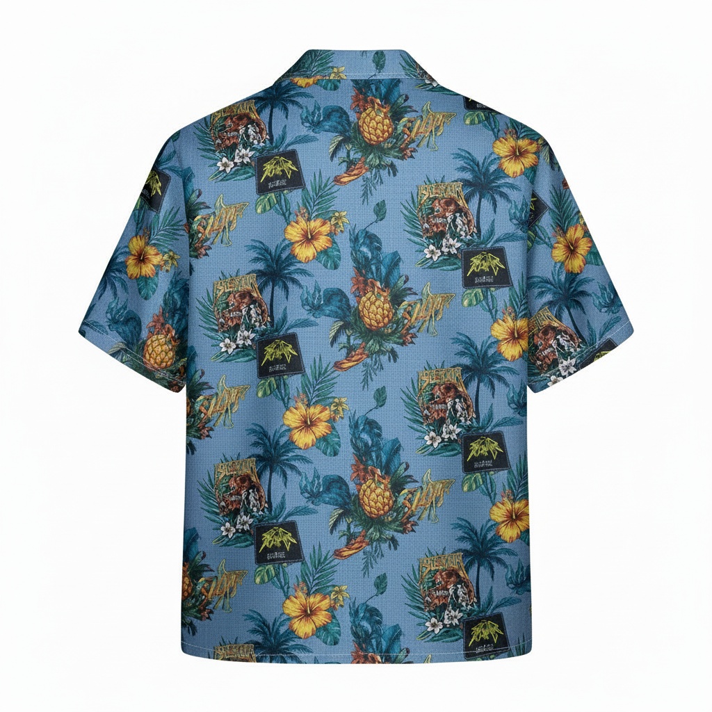 Blue Hawaiian Shirt Tropical Design Men's Casual Back - Fadebrick.com