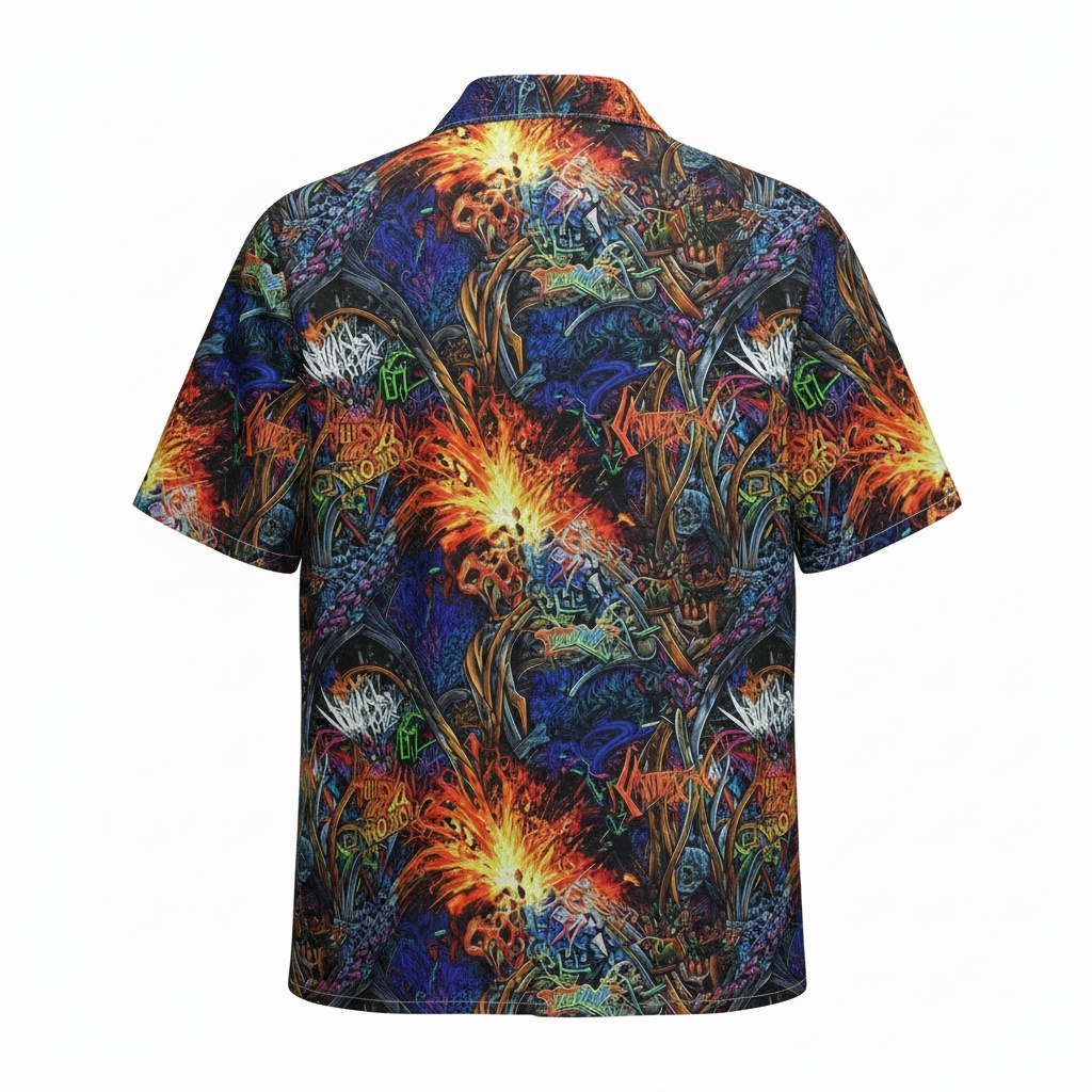 Bold Multi Color Abstract Graphic Print Short Sleeve Shirt Back - Fadebrick.com