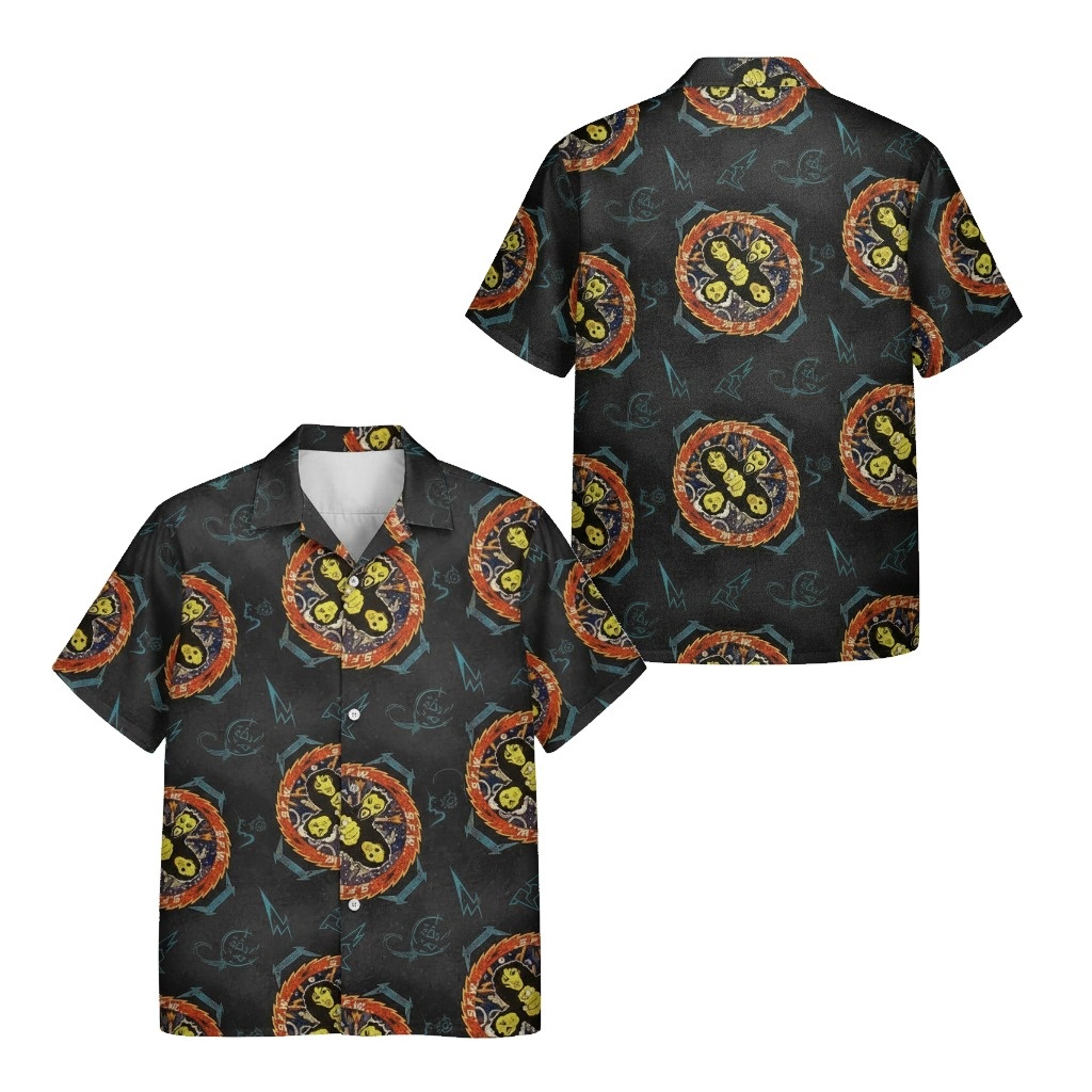 Dark Gray Skull Pattern Hawaiian Shirt Men's Summer Casual - Fadebrick.com