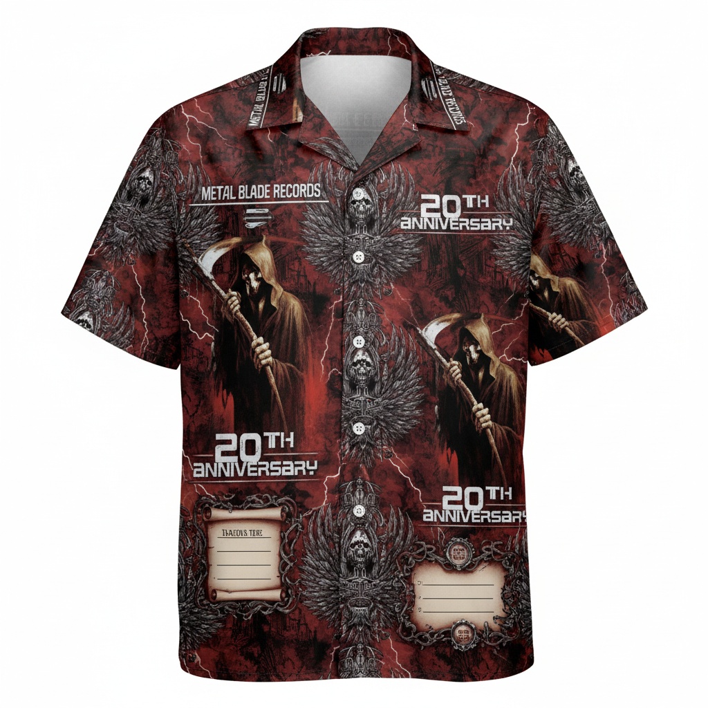 Dark Red Grim Reaper 20th Anniversary Hawaiian Shirt Front - Fadebrick.com