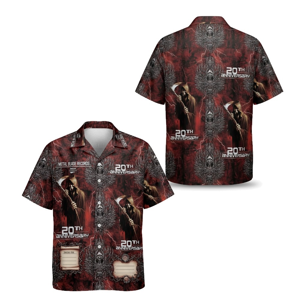 Dark Red Grim Reaper 20th Anniversary Hawaiian Shirt - Fadebrick.com