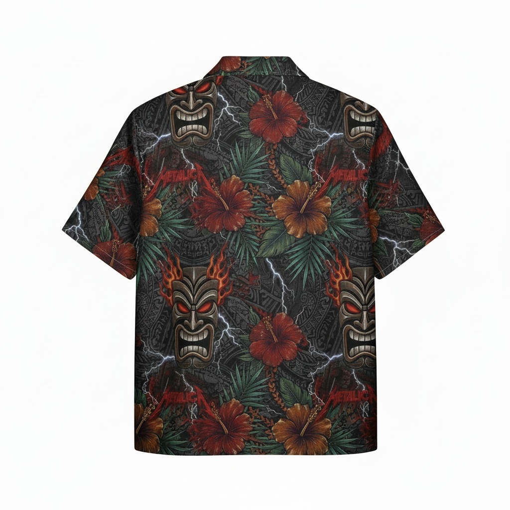 Dark Tiki Floral Hawaiian Shirt Men's Back - Fadebrick.com