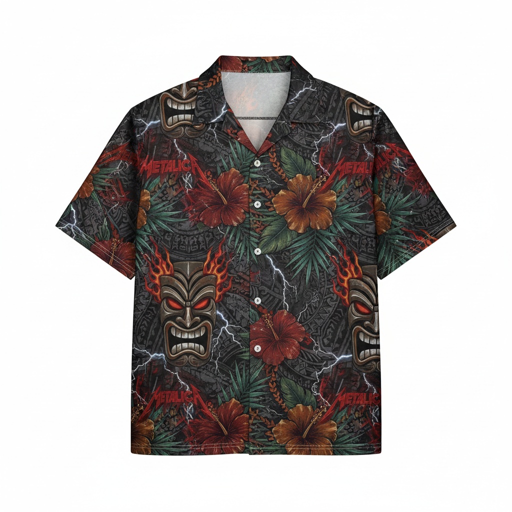 Dark Tiki Floral Hawaiian Shirt Men's Front - Fadebrick.com