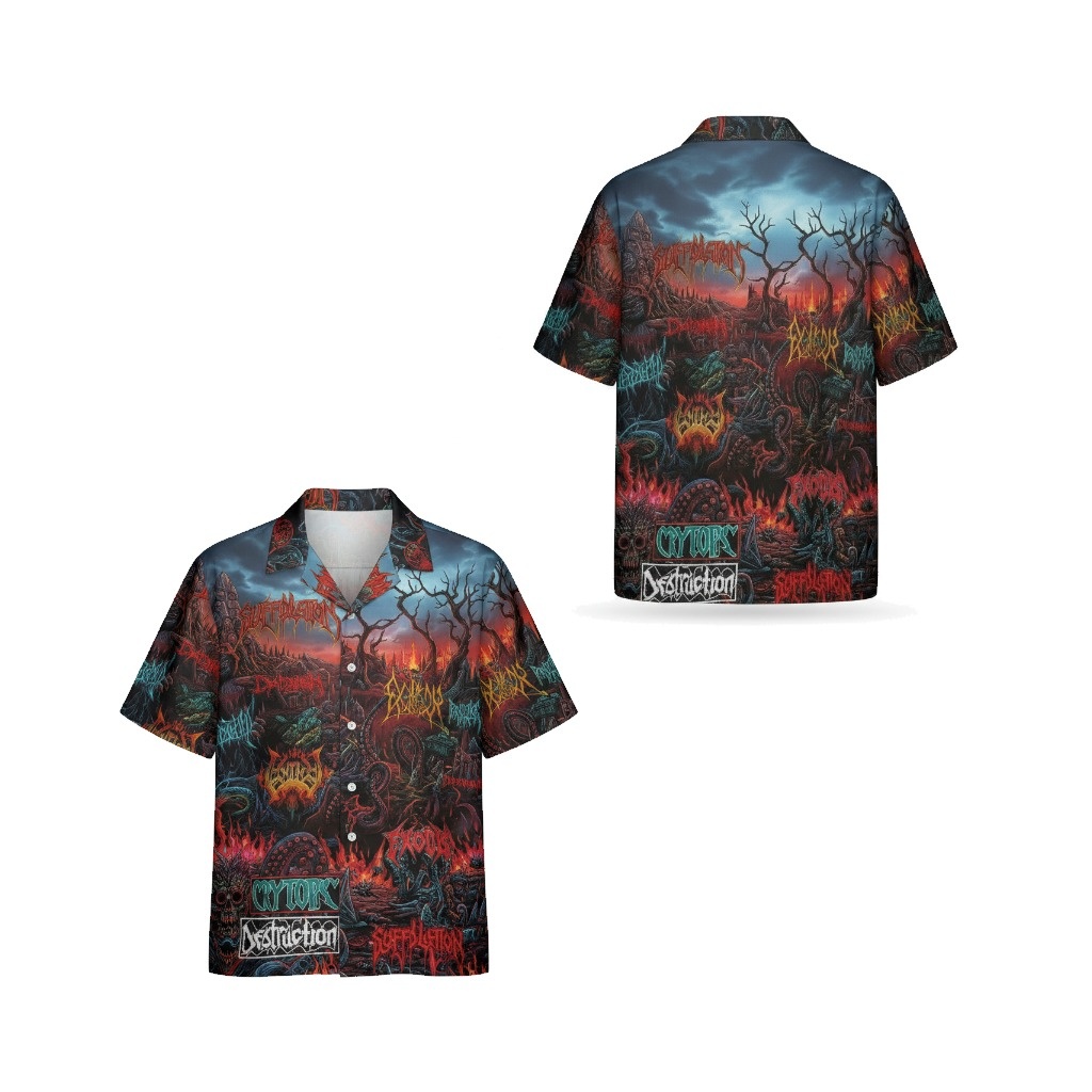 Gothic Horror Hawaiian Shirt Crimson Black Men Apparel - Fadebrick.com