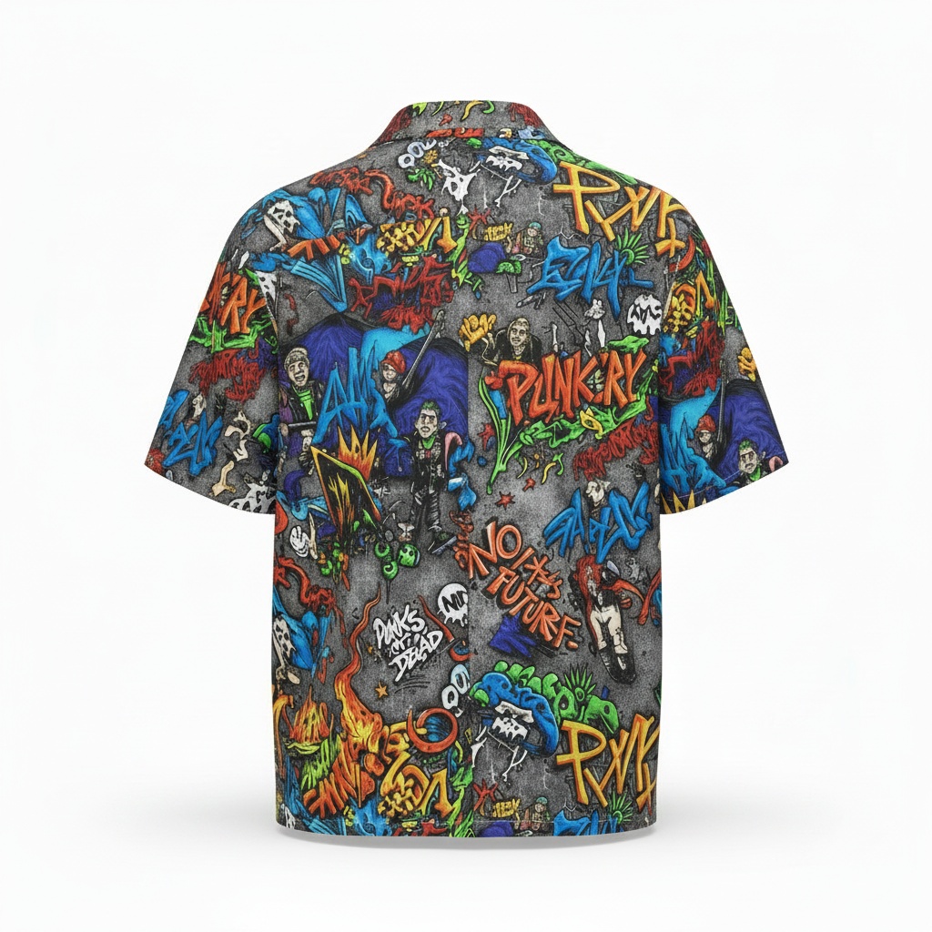 Graffiti Punk Rock Hawaiian Shirt Cool Men's Apparel Back - Fadebrick.com