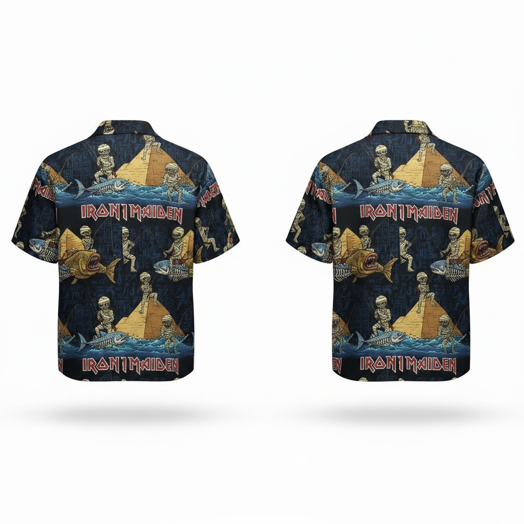 Iron Maiden Mummy Fishing Hawaiian Shirt Dark Back - Fadebrick.com