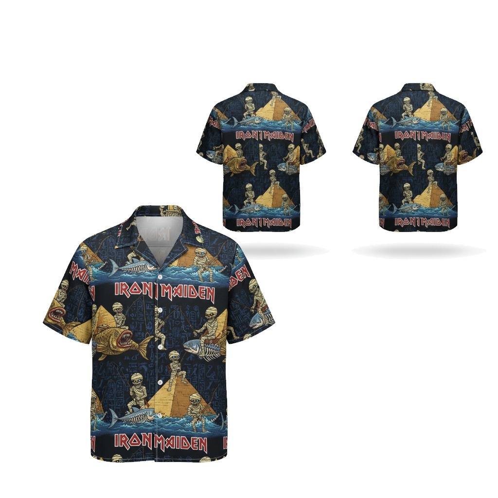 Iron Maiden Mummy Fishing Hawaiian Shirt Dark - Fadebrick.com