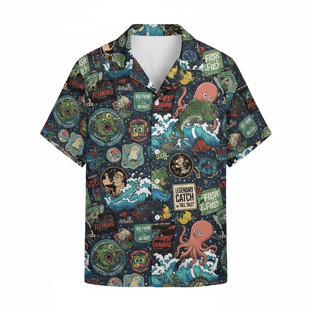 Legendary Catch Fishing Hawaiian Shirt Blue Octopus Design Front - Fadebrick.com