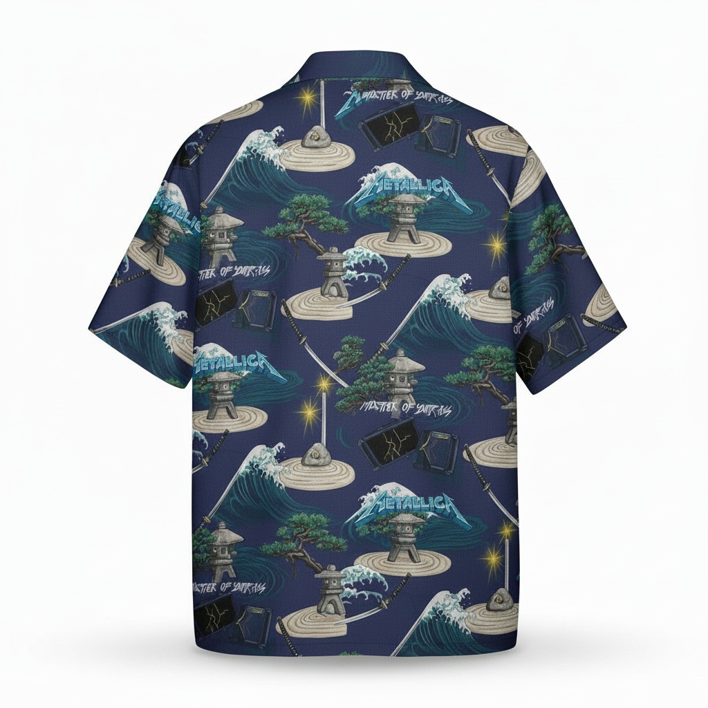 Master Of Puppets Hawaiian Shirt Blue Metallica Design Back - Fadebrick.com