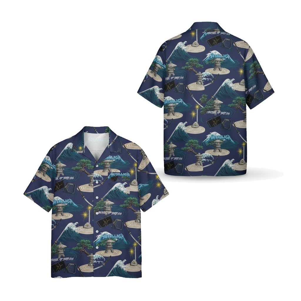 Master Of Puppets Hawaiian Shirt Blue Metallica Design Front Back - Fadebrick.com