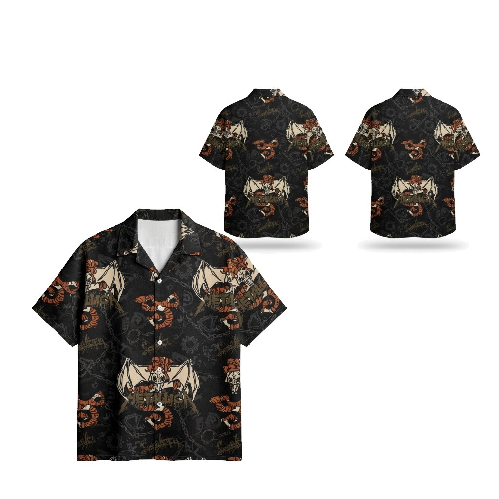 Men's Black Dragon Skull Hawaiian Shirt Gothic Style - Fadebrick.com