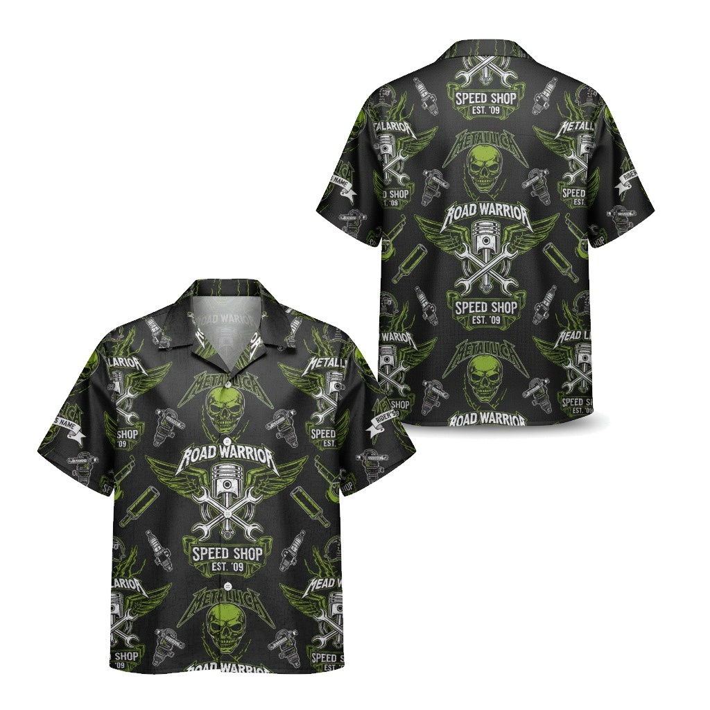 Men's Green Road Warrior Speed Shop Hawaiian Shirt - Fadebrick.com