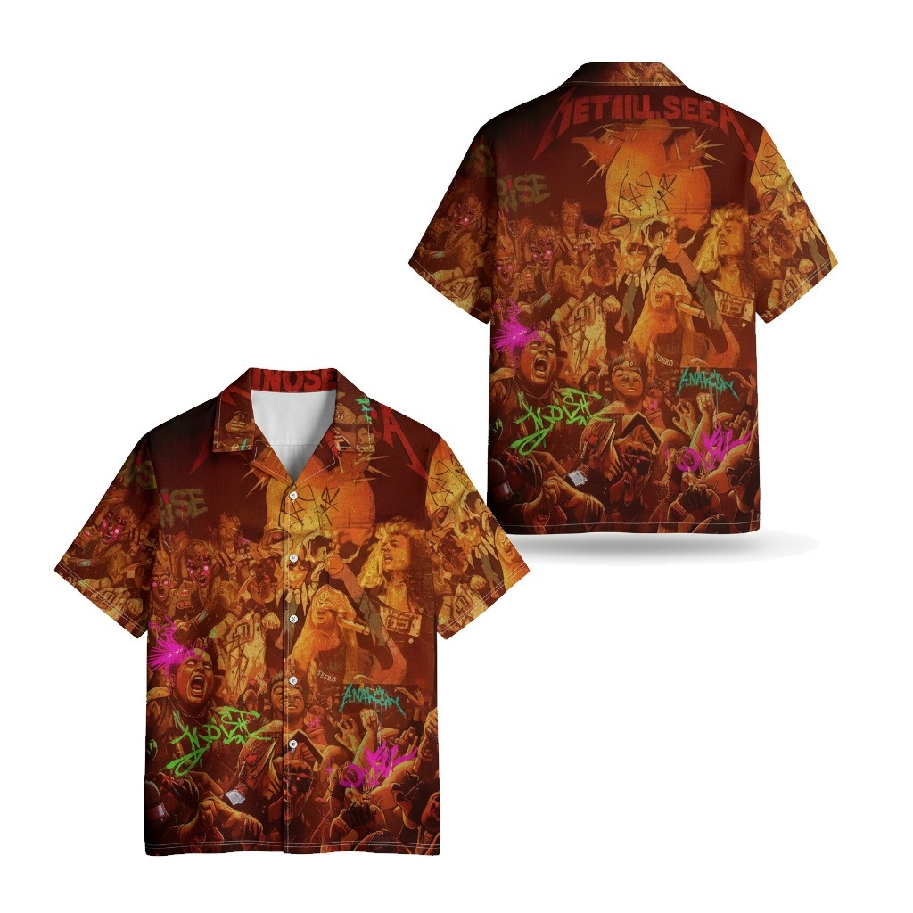 Metallica Anarchy Design Hawaiian Shirt Orange Men Style - Fadebrick.com