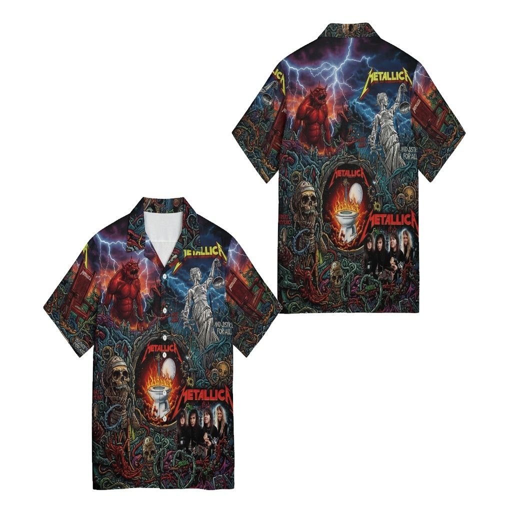 Metallica And Justice For All Graphic Print Hawaiian Shirt - Fadebrick.com