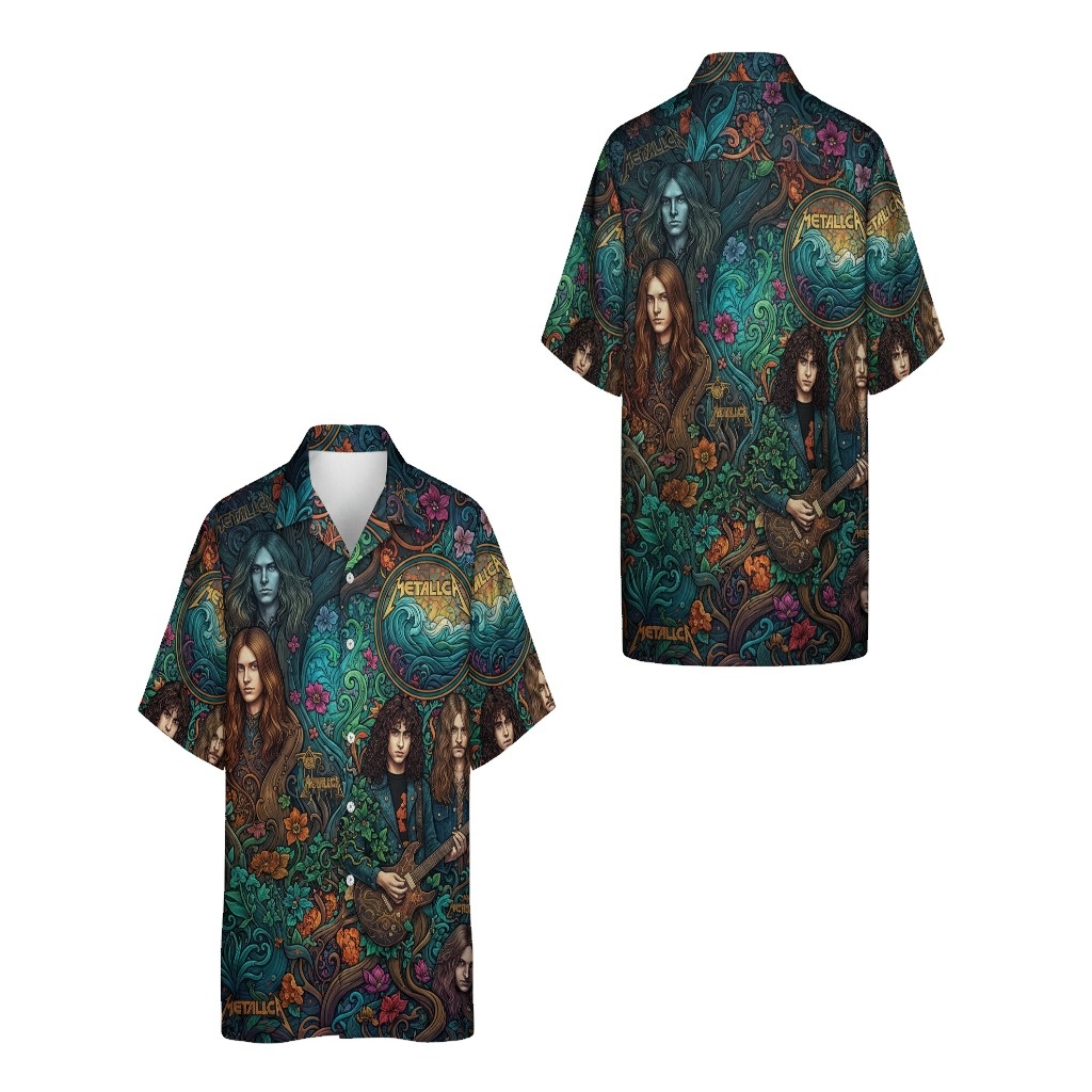 Metallica Band Rock Art Hawaiian Shirt Green - Fadebrick.com