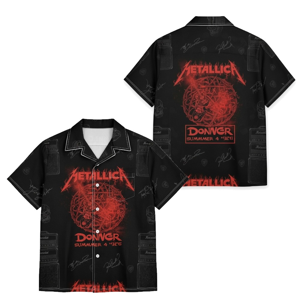 Metallica Black Donner Summer 1986 Graphic Print Hawaiian - Fadebrick.com