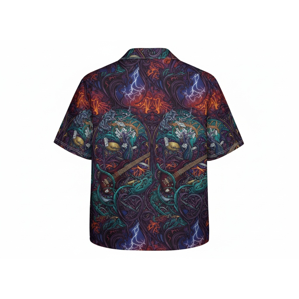 Metallica Black Multi Graphic Print Button Up Shirt Back - Fadebrick.com