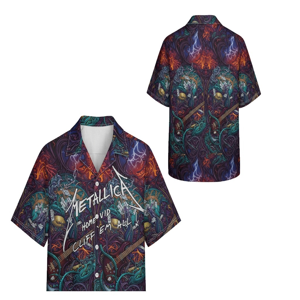Metallica Black Multi Graphic Print Button Up Shirt - Fadebrick.com