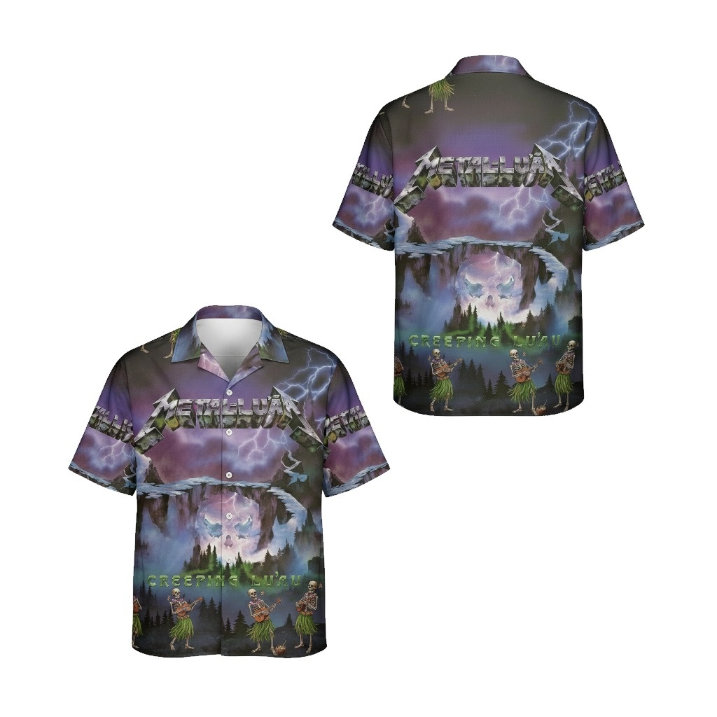 Metallica Creeping Luau Hawaiian Shirt Purple Lightning - Fadebrick.com