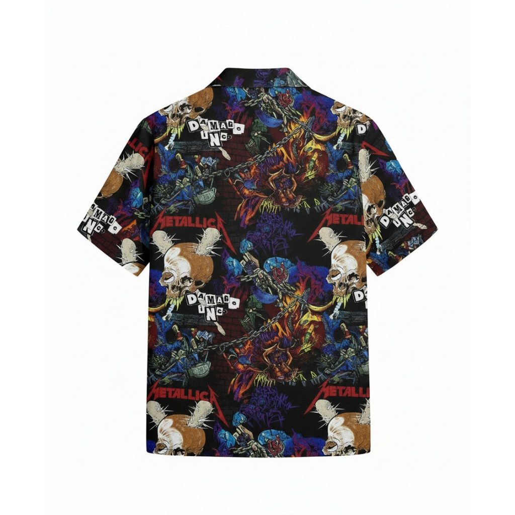 Metallica Damaged Inc Skull Hawaiian Shirt Back - Fadebrick.com