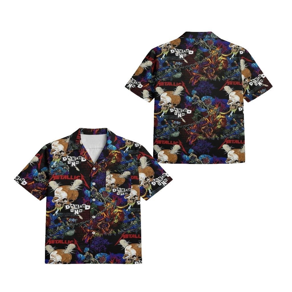 Metallica Damaged Inc Skull Hawaiian Shirt - Fadebrick.com