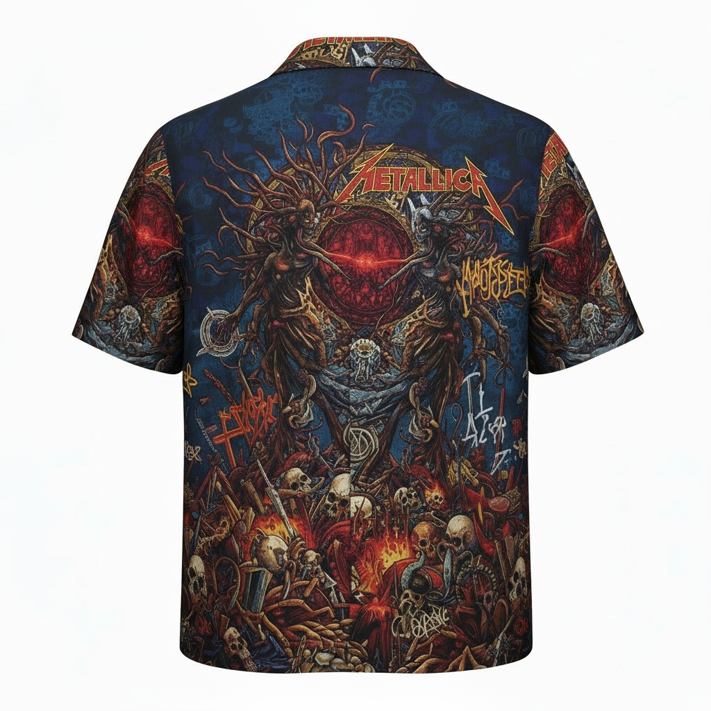 Metallica Dark Fantasy Hawaiian Shirt Men's Apparel Back - Fadebrick.com