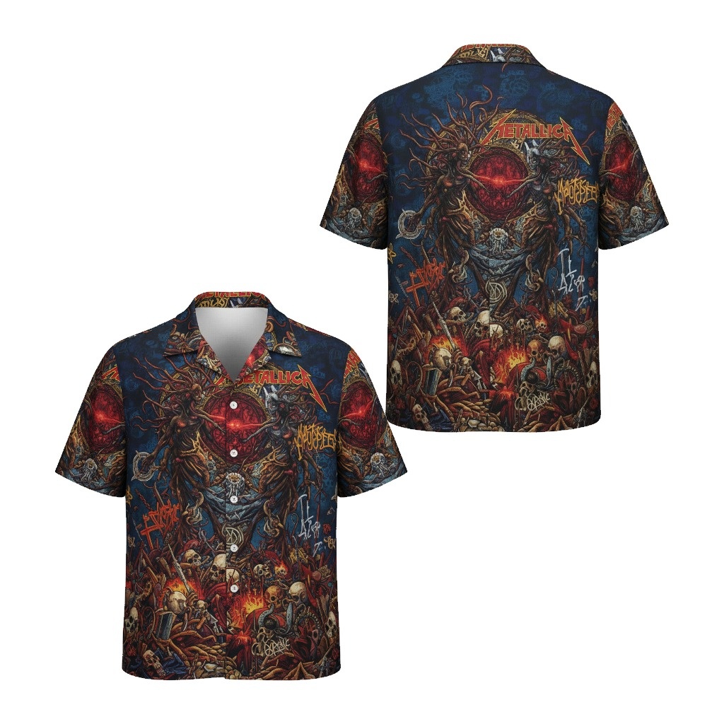 Metallica Dark Fantasy Hawaiian Shirt Men's Apparel Front Back - Fadebrick.com