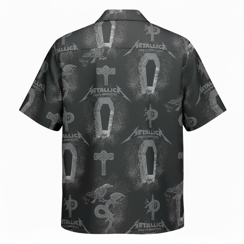 Metallica Death Magnetic Black Hawaiian Shirt Rock Band Back - Fadebrick.com