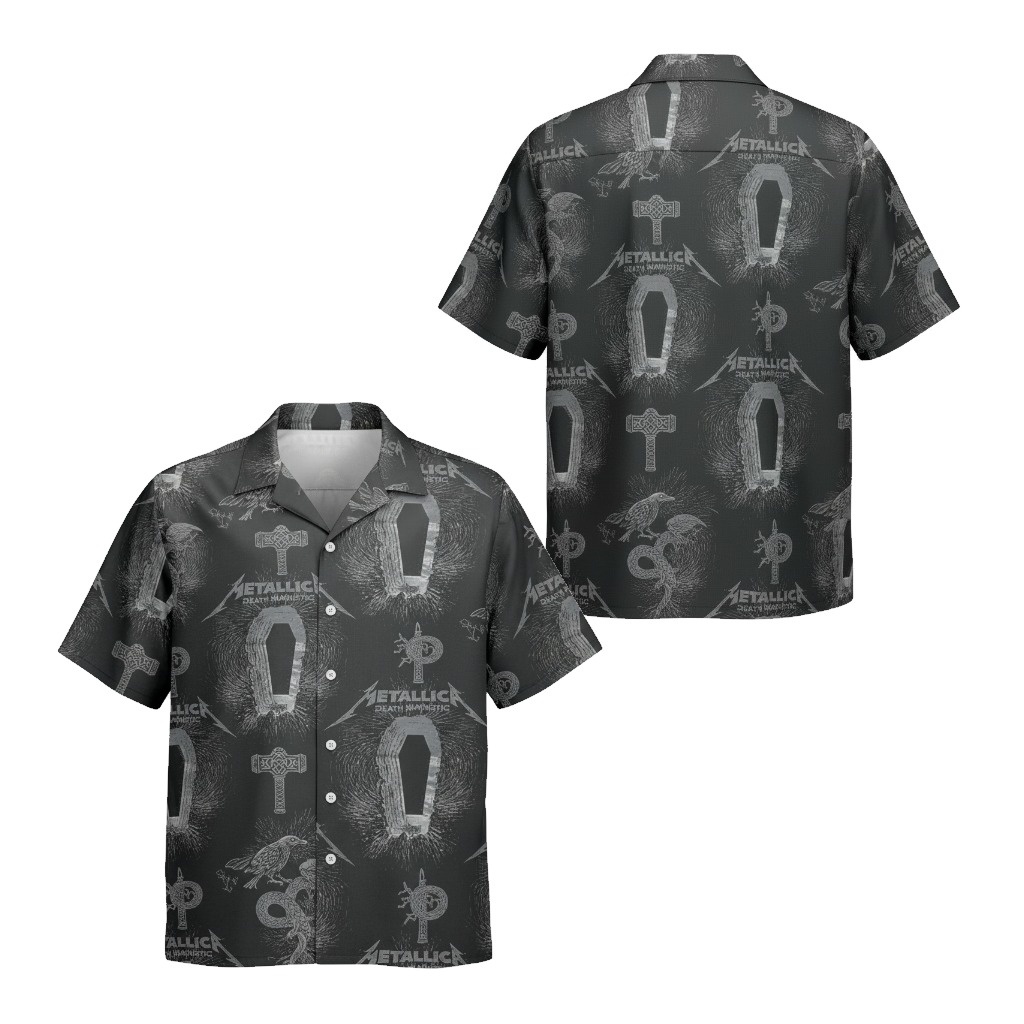 Metallica Death Magnetic Black Hawaiian Shirt Rock Band - Fadebrick.com