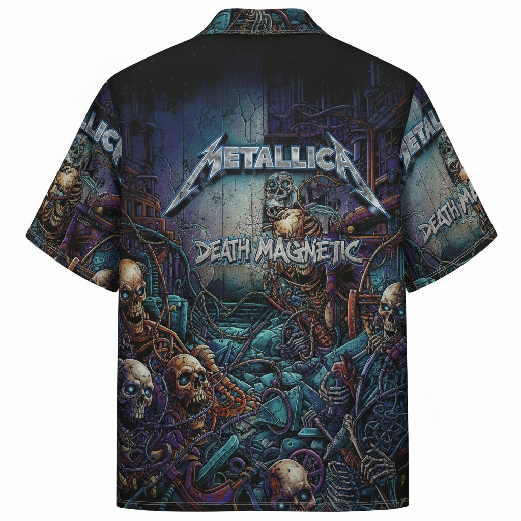 Metallica Death Magnetic Skulls Hawaiian Shirt Back - Fadebrick.com