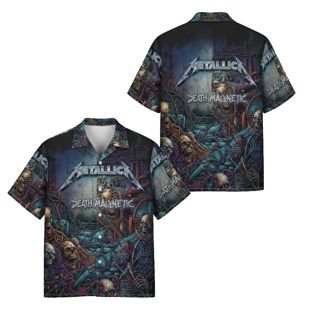Metallica Death Magnetic Skulls Hawaiian Shirt Front Back - Fadebrick.com