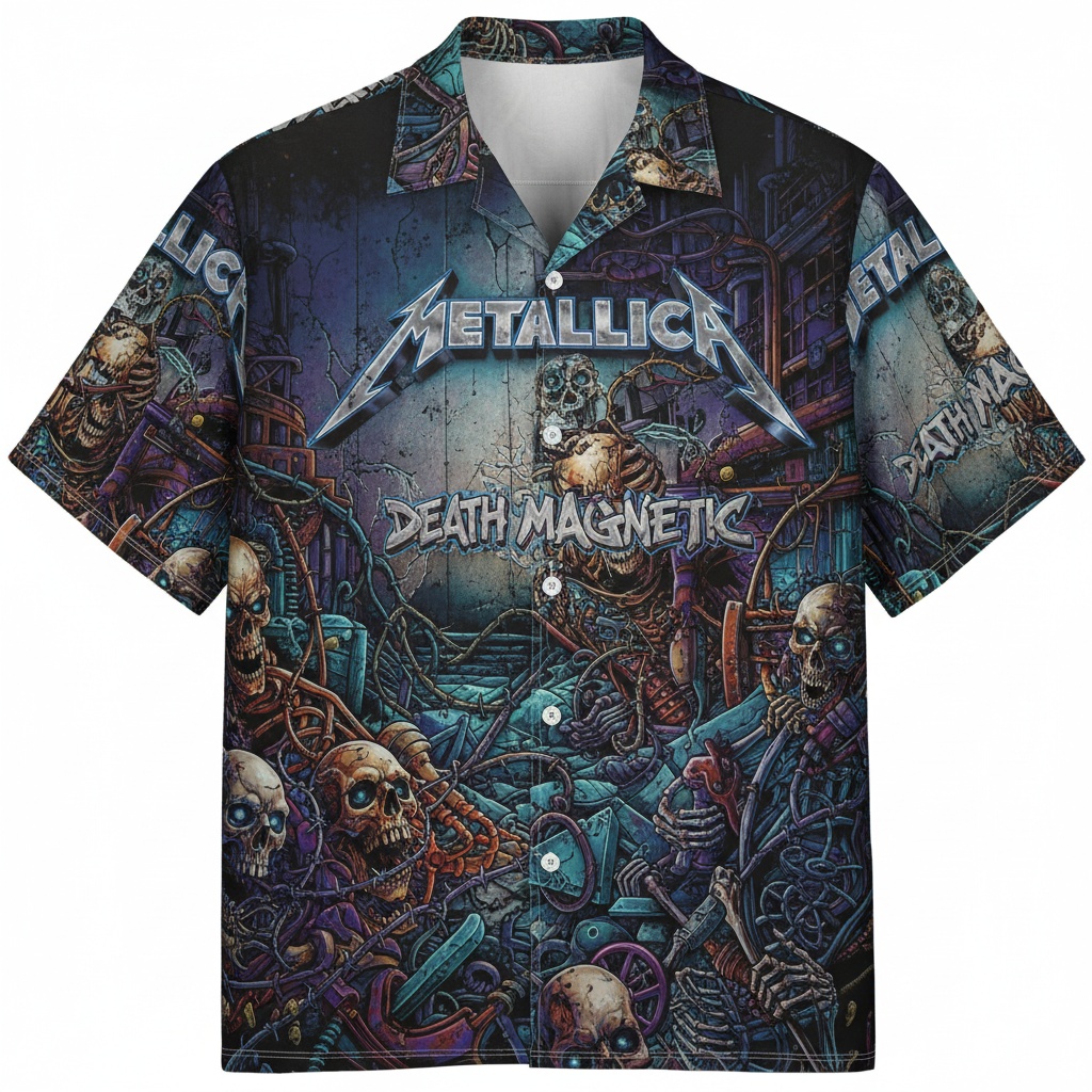 Metallica Death Magnetic Skulls Hawaiian Shirt Front - Fadebrick.com