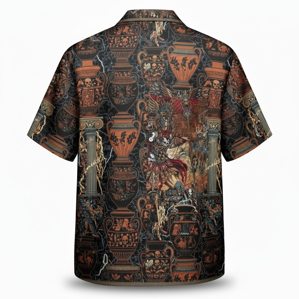 Metallica Greek Mythology Hawaiian Shirt Orange Black Back - Fadebrick.com