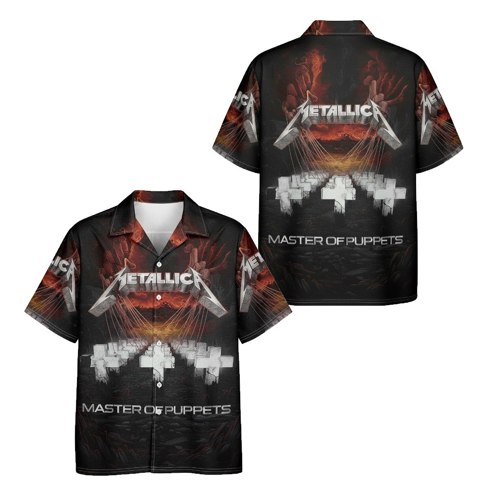 Metallica Master Of Puppets Black Hawaiian Shirt Rock Band - Fadebrick.com