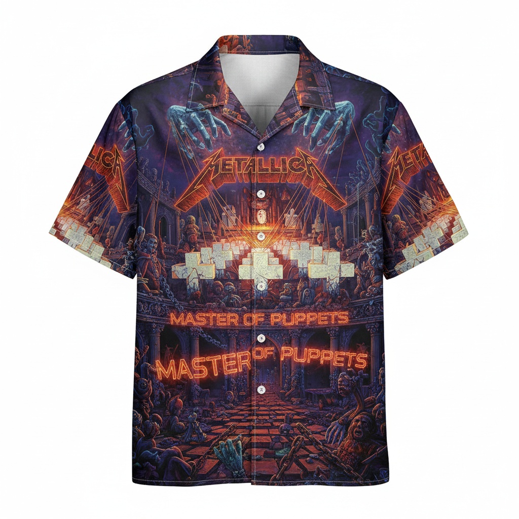 Metallica Master Of Puppets Design Hawaiian Shirt Purple Front - Fadebrick.com